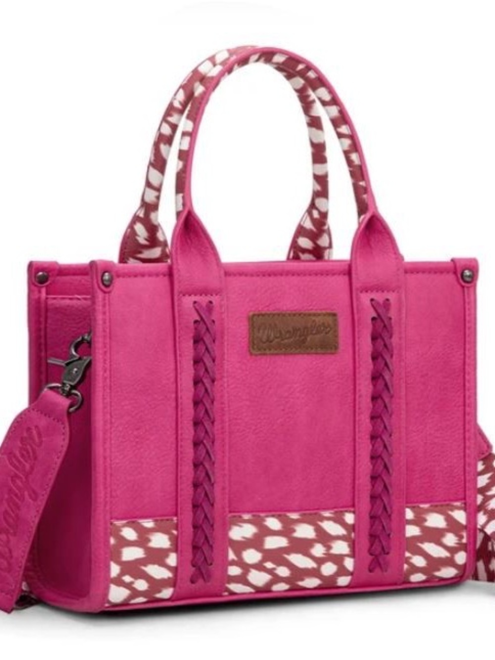 Wrangler Hot Pink Tote with Patterned Trim